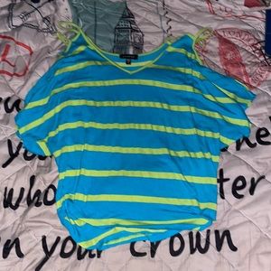 Bebe blue and green striped tee